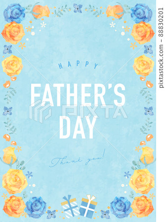 矢量圖框架背景的黃玫瑰和父親節禮物 矢量圖框架背景的黃玫瑰和父親節禮物 88830201