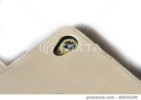 A broken smartphone camera. Smartphone camera lens. 88830280