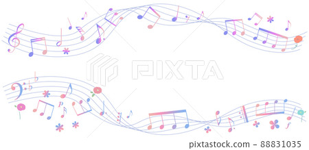 Frame of sheet music with the image of spring, staff illustration, background illustration 88831035