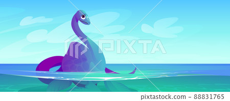 Cute baby dinosaur, plesiosaurus in water Cute baby dinosaur, plesiosaurus in water 88831765