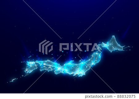 Japan map and blue ray energy background image illustration material 88832075