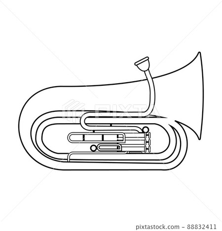 musical wind instrument trumpet black contour isolated vector illustration musical wind instrument trumpet black contour isolated vector illustration 88832411