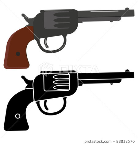 Revolver black silhouette isolated on white background, vector illustration doodle Revolver black silhouette isolated on white background, vector illustration doodle 88832570