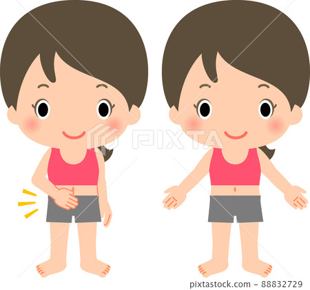 A woman in training wear who touches Shimotanda A woman in training wear who touches Shimotanda 88832729