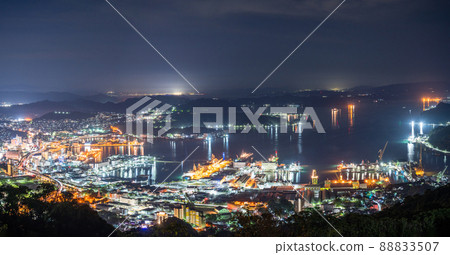 《Nagasaki Prefecture》 Night view of central Sasebo, view of Yumihari Park Observatory 88833507