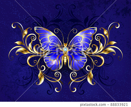 Sapphire butterfly with gold pattern 88833921