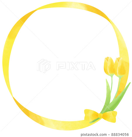 Tulip and ribbon decorative frame - Stock Illustration [88834056] - PIXTA