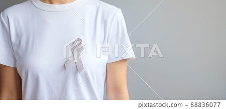 Brain Cancer Awareness month, grey color Ribbon for supporting people living. Healthcare and World cancer day concept 88836077