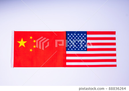 United state of America against China flags. Sanctions, war, conflict, Politics and relationship concept United state of America against China flags. Sanctions, war, conflict, Politics and relationship concept 88836264