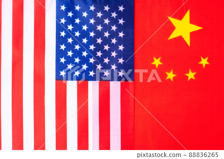 United state of America against China flags. Sanctions, war, conflict, Politics and relationship concept United state of America against China flags. Sanctions, war, conflict, Politics and relationship concept 88836265
