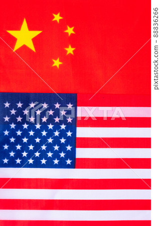 United state of America against China flags. Sanctions, war, conflict, Politics and relationship concept United state of America against China flags. Sanctions, war, conflict, Politics and relationship concept 88836266