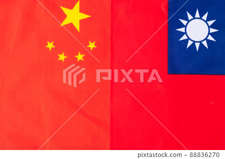 Taiwan against China flags. Sanctions, war, conflict, Politics and relationship concept 88836270