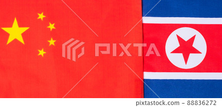 China against North Korea flags. freindship, war, conflict, Politics and relationship concept 88836272