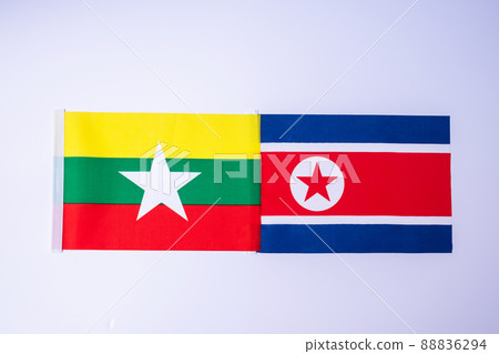 North Korea against Myanmar flags. freindship, war, conflict, Politics and relationship concept 88836294