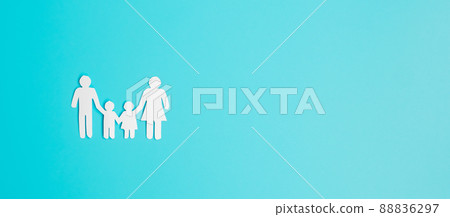 Happy Family day. paper shape cutout with Father, Mother and Children. international day of families, Warm home, Homeless, Foster, Insurance, Charity and Donation concepts. 88836297