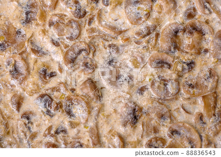 Delicious fresh young champignons sliced into slices in creamy sauce 88836543