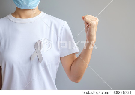 Brain Cancer Awareness month, grey color Ribbon for supporting people living. Healthcare and World cancer day concept 88836731