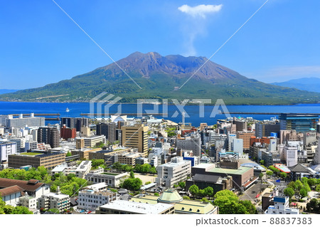 [鹿兒島縣]從城山公園展望台看到的鹿兒島市容和櫻島 88837383