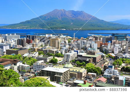 [鹿兒島縣]從城山公園展望台看到的鹿兒島市容和櫻島 88837398