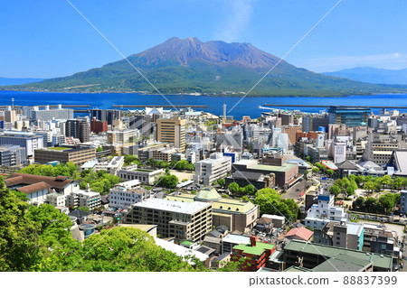 [鹿兒島縣]從城山公園展望台看到的鹿兒島市容和櫻島 88837399