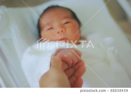 親子紐帶:新生嬰兒和母親的手 親子紐帶:新生嬰兒和母親的手 88838439