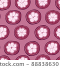 Mangosteen hand drawn seamless pattern background. Vector fruits background. 88838630