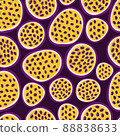 Passion fruits hand drawn vector seamless pattern. Vector fruit background. 88838633