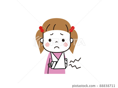 A girl with a broken arm and a cast 88838711