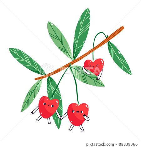 Cute cherry characters, vector illustration 88839360