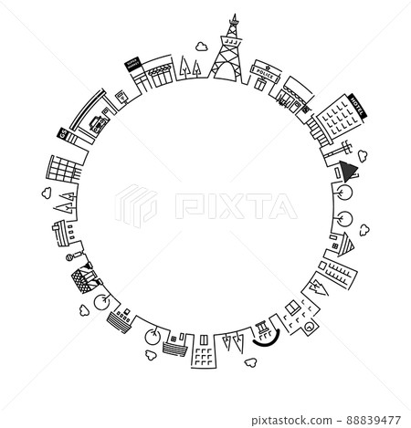 Vector illustration set of cityscape (house, building, shop) 88839477