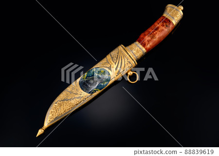 collectible silver dagger with scabbard on black collectible silver dagger with scabbard on black 88839619