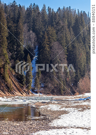 Nature of Western Ukraine. Mountains, rivers and forests. Shelter for war refugees. Departure from the occupied territories. War in Ukraine. 88840151