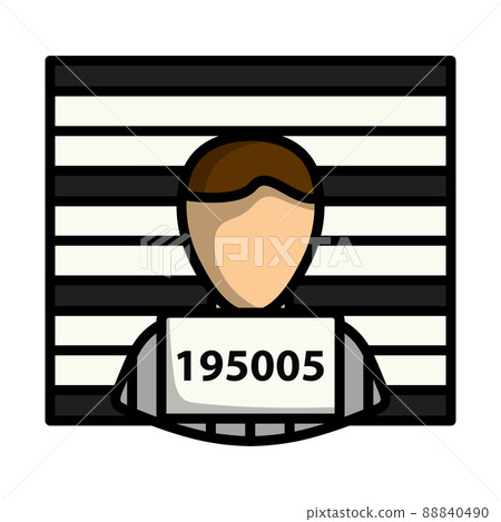 Prisoner In Front Of Wall With Scale Icon 88840490