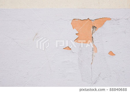 Peeling paint plaster with old weathered concrete obsolete wall cement worn texture messy background Peeling paint plaster with old weathered concrete obsolete wall cement worn texture messy background 88840688