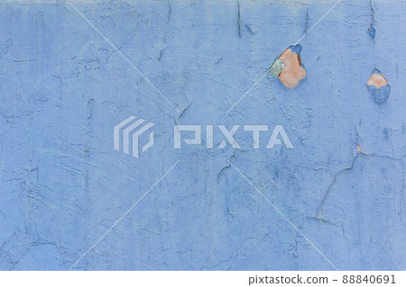 Blue peeling paint plaster with old weathered concrete obsolete wall cement worn texture messy background Blue peeling paint plaster with old weathered concrete obsolete wall cement worn texture messy background 88840691