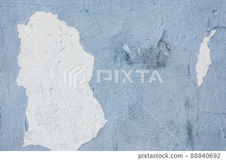 Blue peeling paint plaster with old weathered concrete obsolete wall cement worn texture messy background Blue peeling paint plaster with old weathered concrete obsolete wall cement worn texture messy background 88840692