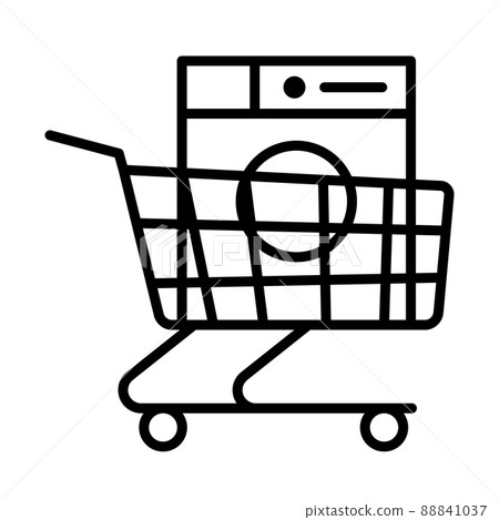 Shopping Cart With Washing Machine Icon 88841037