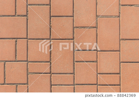 Orange sidewalk tile street stone city road abstract urban pattern color brown design texture paving background 88842369