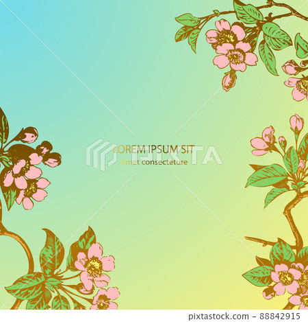 Floral Invitation Card Template Design Cherry Blossom Flowers With