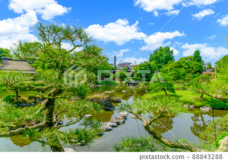 Japanese garden "Fresh green garden scenery" Tourist attraction Suizenji Jojuen Japan, Kyushu, Kumamoto Prefecture Japanese garden "Fresh green garden scenery" Tourist attraction Suizenji Jojuen Japan, Kyushu, Kumamoto Prefecture 88843288