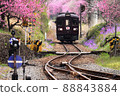 Watarase Valley Railway that runs through the flower peach 88843884