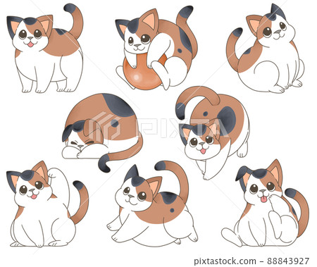 Mikeneko pose collection - Stock Illustration [88843927] - PIXTA