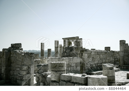 View of the ruined buildings in the ancient Nabataean city of Avdat, now a national Park, in the Negev Desert 88844464