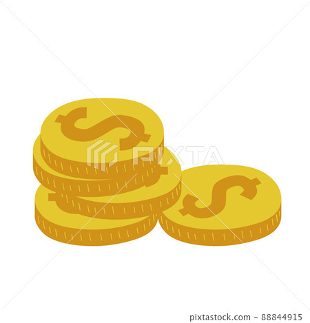 Money coins stack doodle vector or drawn small pile heap of gold pound currency graphic isolated on white illustration 88844915