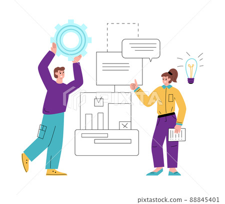 Benchmark standard of company performance flat vector illustration isolated. Benchmark standard of company performance flat vector illustration isolated. 88845401