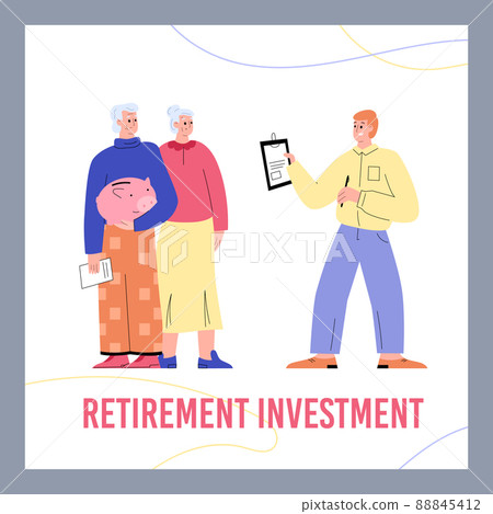 Retirements investments banner for advertising flyer flat vector illustration. Retirements investments banner for advertising flyer flat vector illustration. 88845412