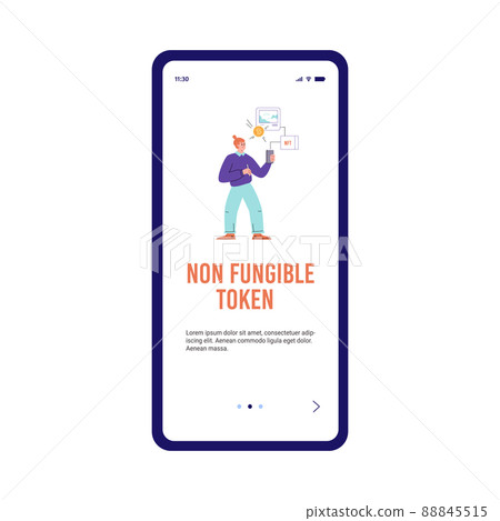 Mobile application template about non fungible token flat style Mobile application template about non fungible token flat style 88845515