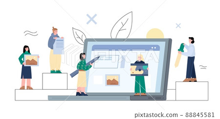 UX research and usability evaluations flat cartoon vector illustration isolated. 88845581