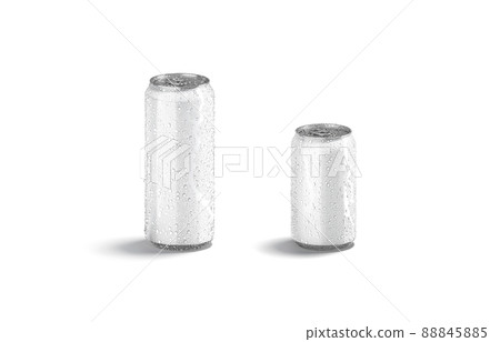 Blank white 330ml and 500ml soda can with drops mockup Blank white 330ml and 500ml soda can with drops mockup 88845885
