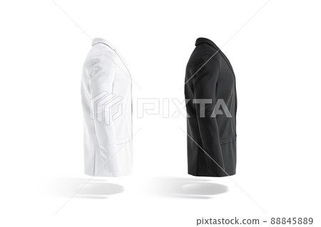 Blank black and white men blazer mockup, profile view Blank black and white men blazer mockup, profile view 88845889